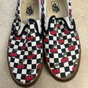 Black/White Cherry Vans Slip-ons